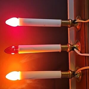 3 Candle Light Window Seel Brass Electric Candelabra Christmas Vintage